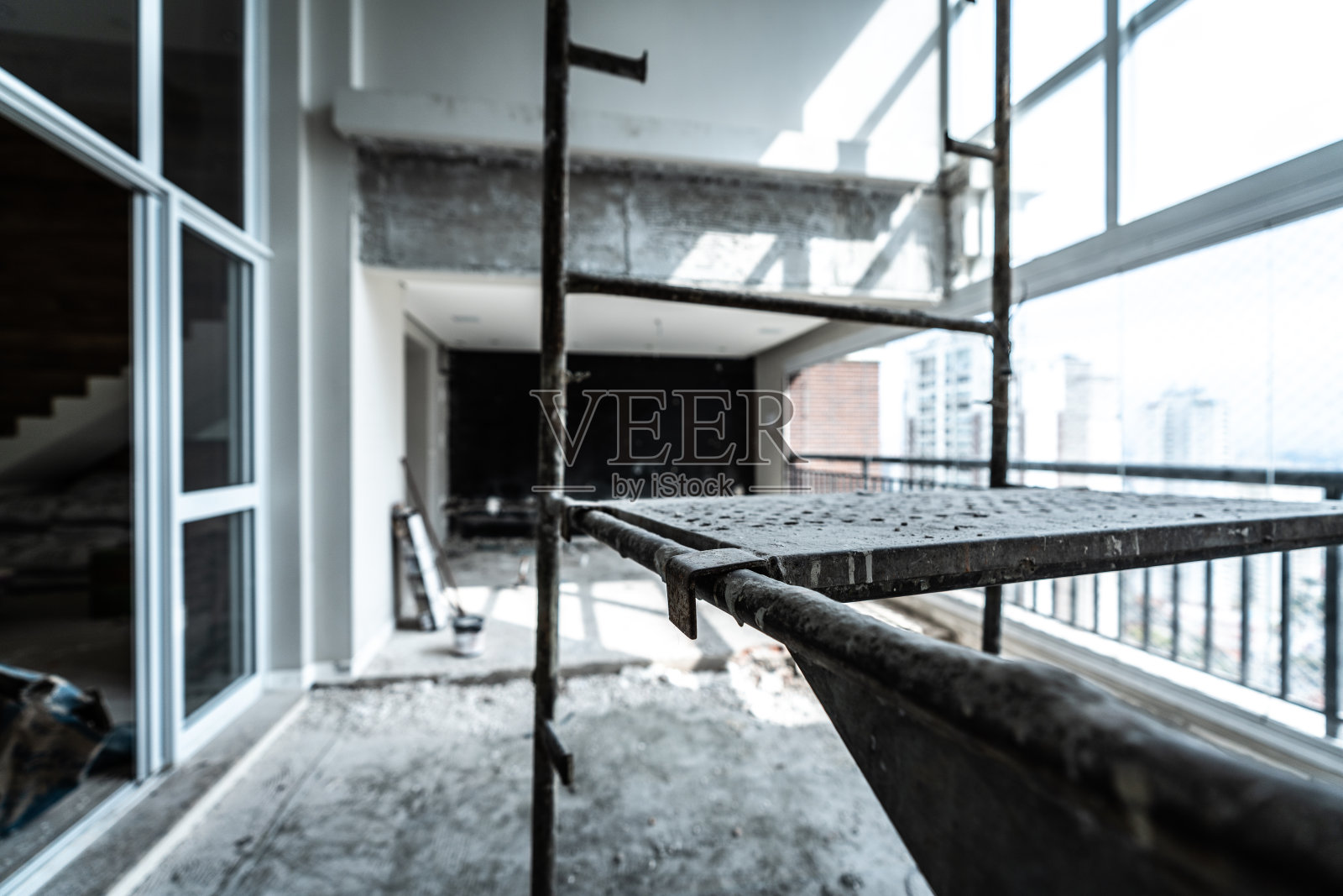 施工现场脚手架照片摄影图片