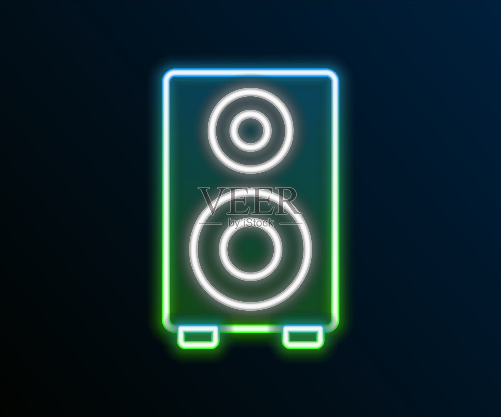 发光的霓虹灯线立体声扬声器图标隔离插画图片素材