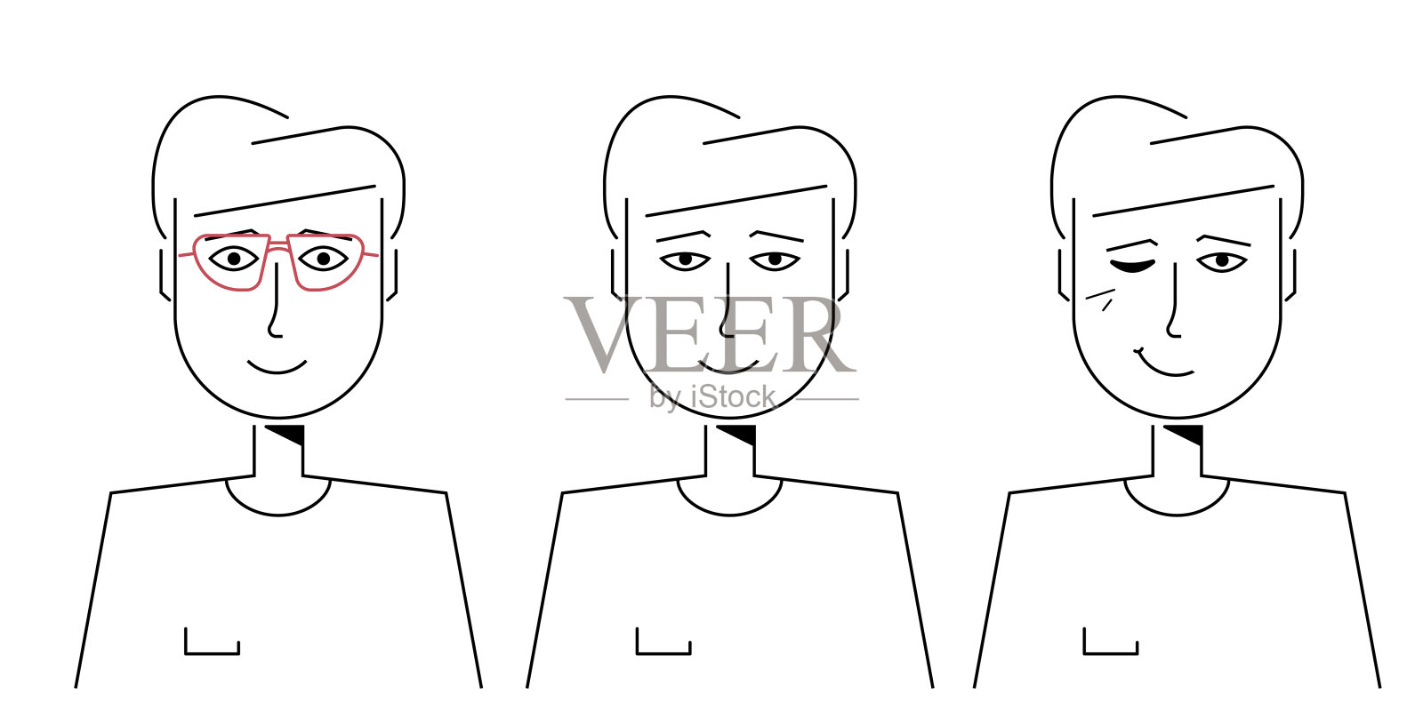 男性头像合集：不同人物肖像矢量线稿插画插画图片素材