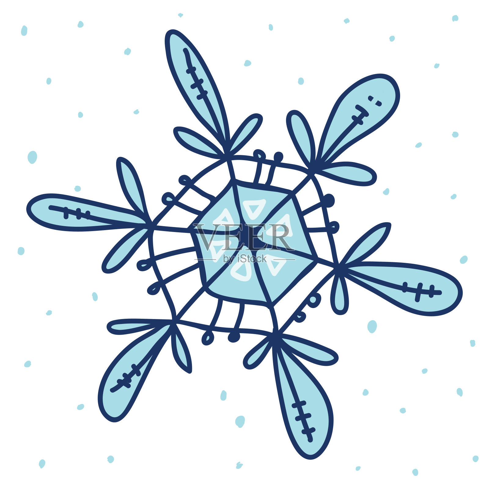 向量雪花圣诞元素。一个简单的细节，一个喜庆的新年装饰插画图片素材