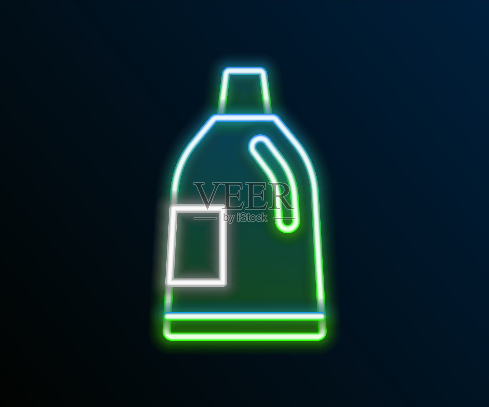 发光的霓虹灯线塑料瓶洗衣插画图片素材