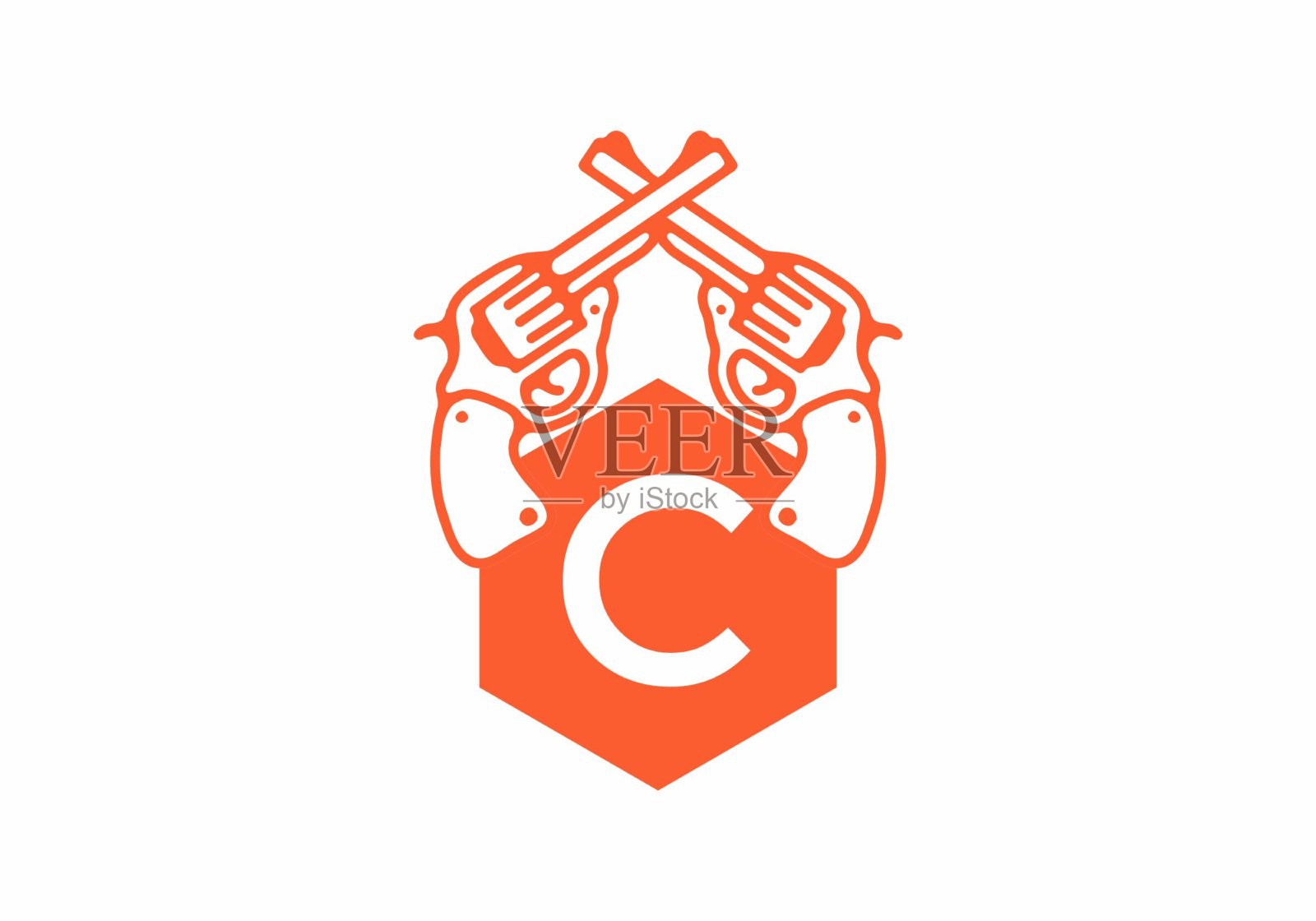 两枪线艺术插图与C首字母设计插画图片素材