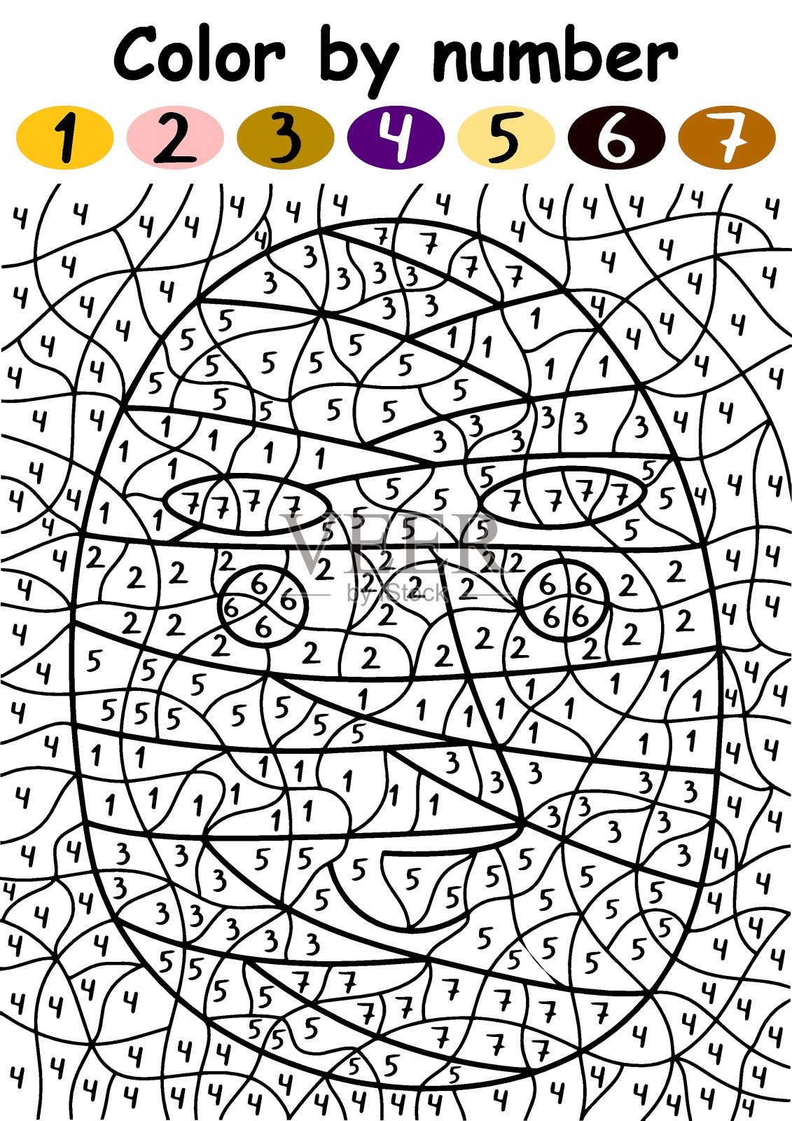 万圣节快乐妈咪颜色数字儿童矢量插图插画图片素材