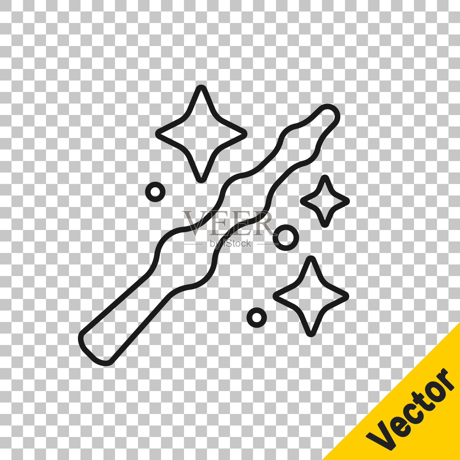 黑线魔棒图标隔离透明插画图片素材