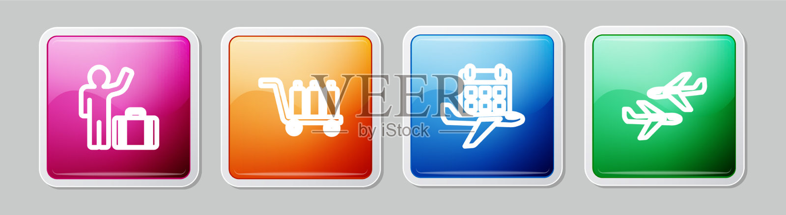 旅客用旅行箱推车托运行李图标素材