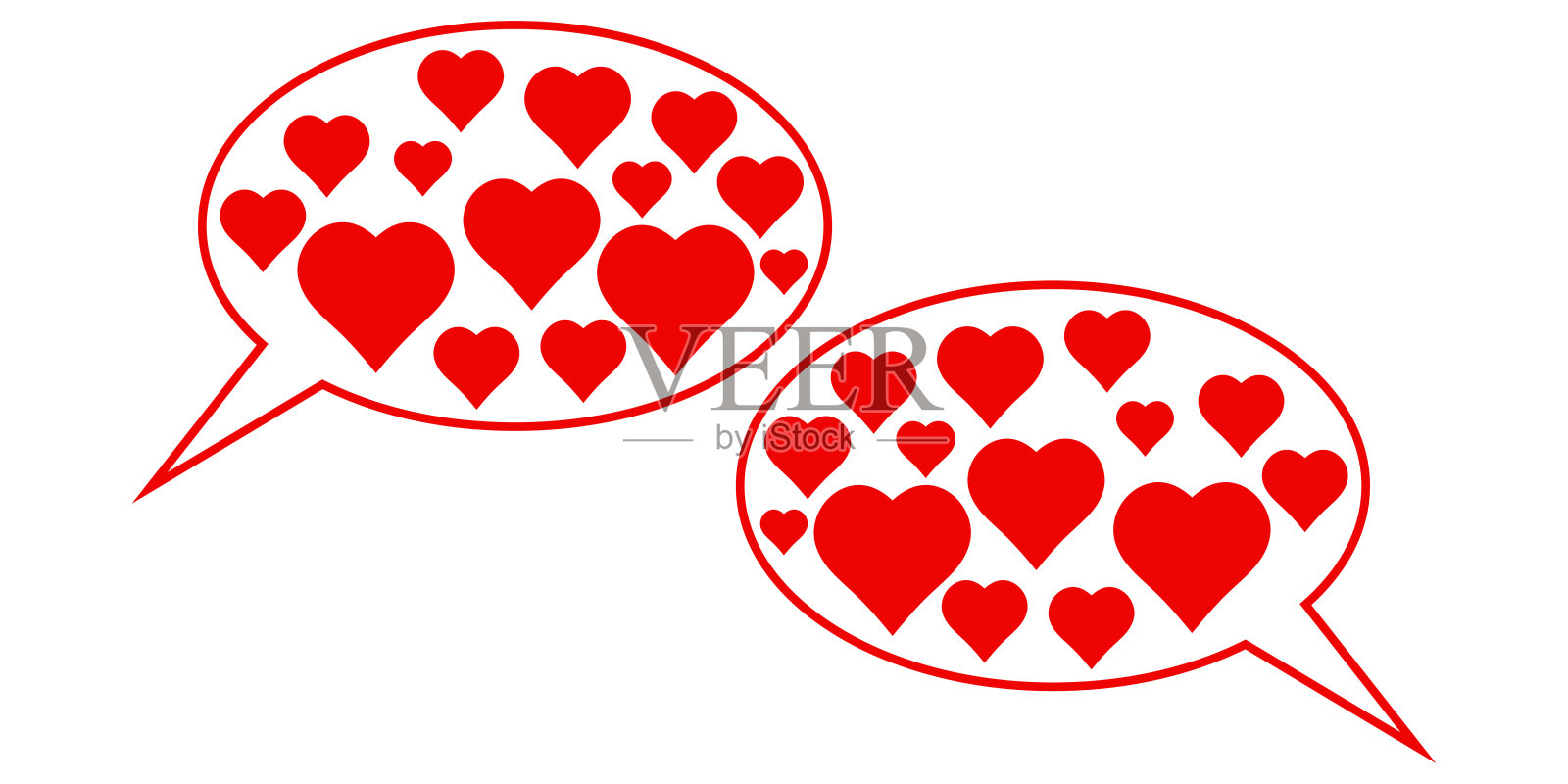 爱的约会图标恭维，两情相悦的谈吐泡心插画图片素材
