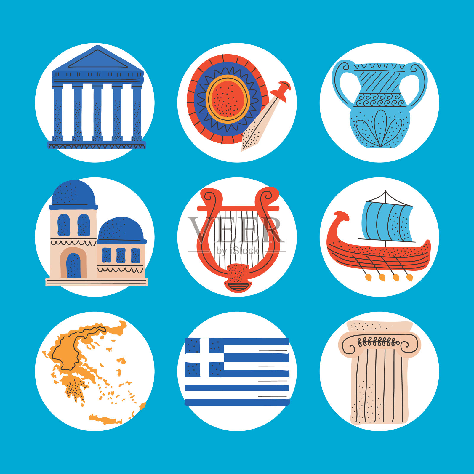 收集希腊图标插画图片素材