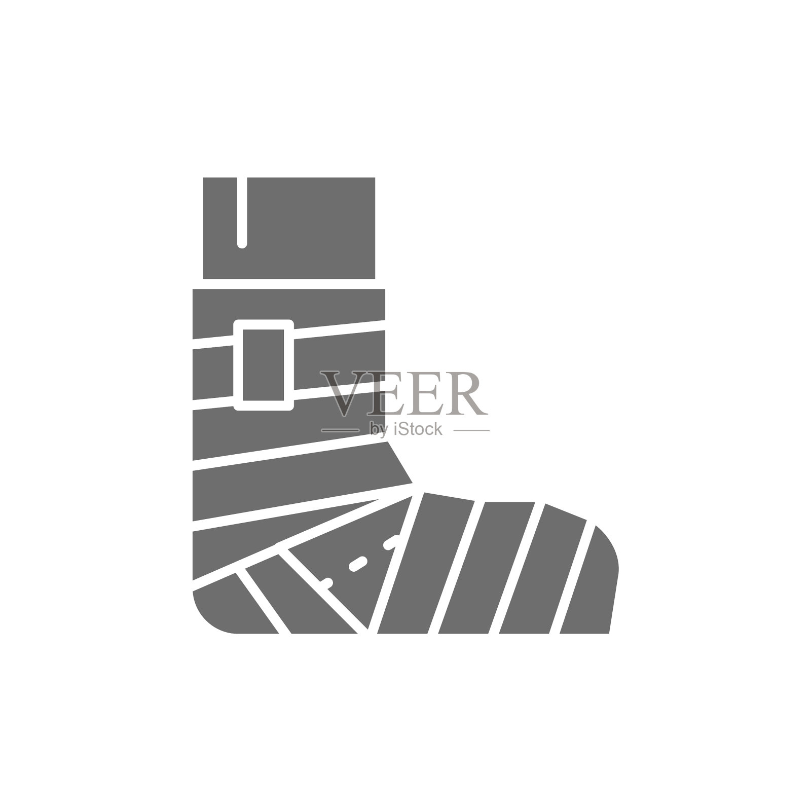 腿部骨折石膏弹性绷带灰色图标设计元素图片