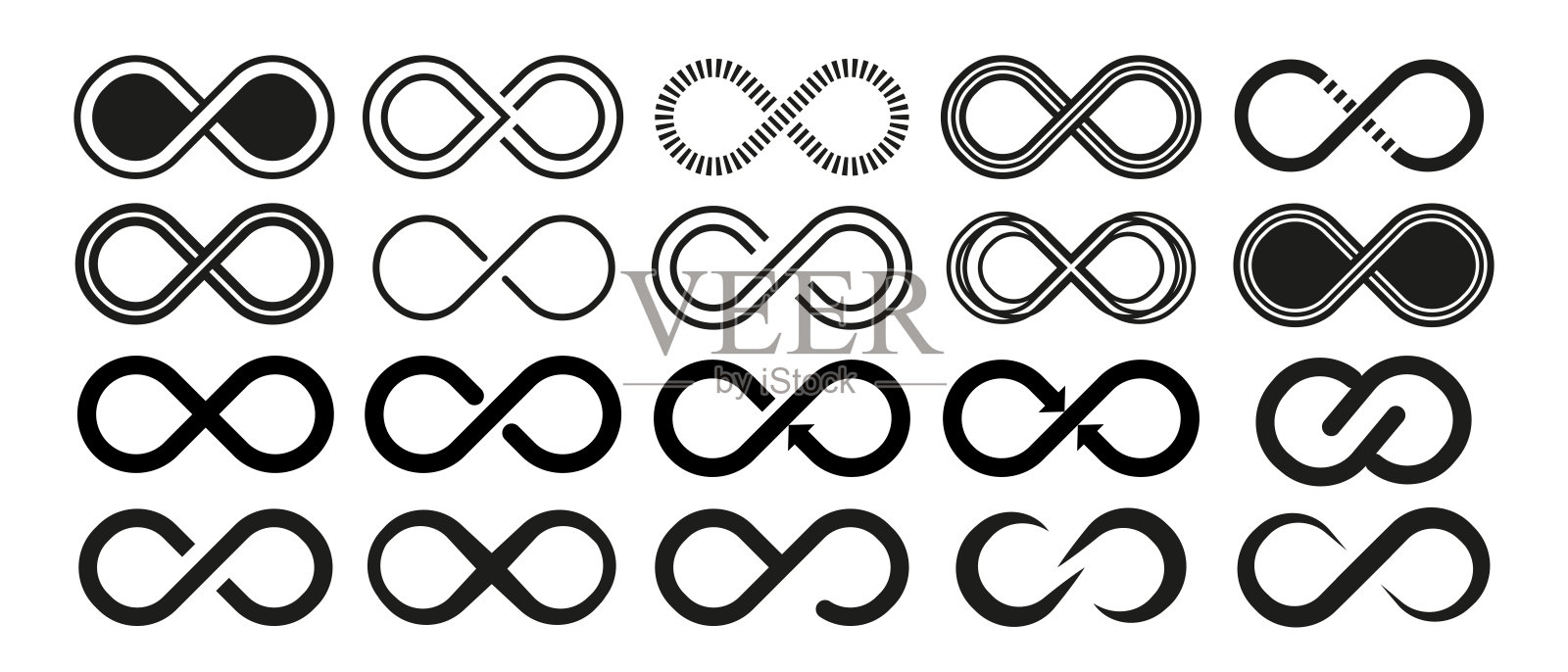 ∞矢量图标。抽象圆几何形状符号、标志、标志、会徽。插画图片素材