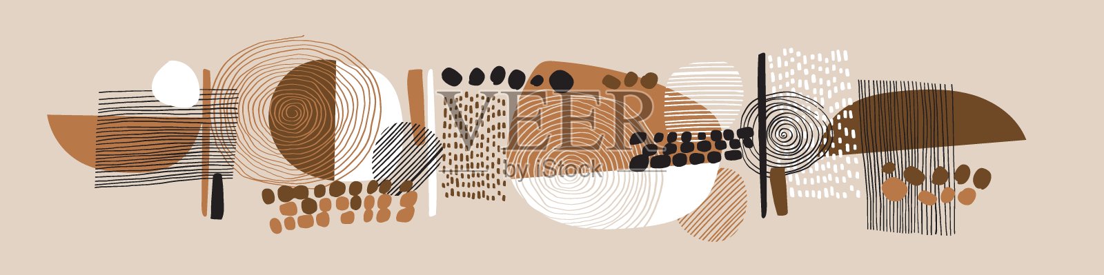 复古的半圆形几何形状和条纹插画图片素材