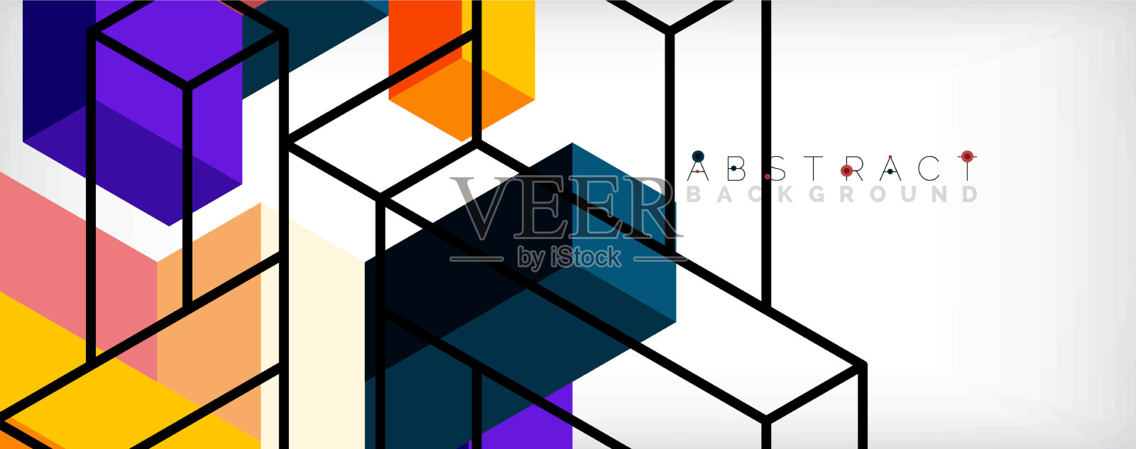 抽象背景三维立方体和立方体元素插画图片素材