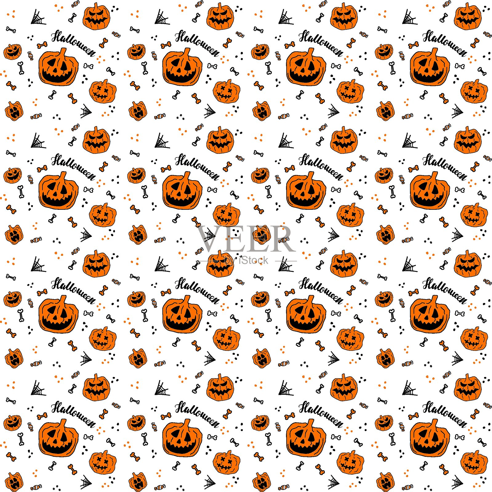 南瓜图案束方-01插画图片素材