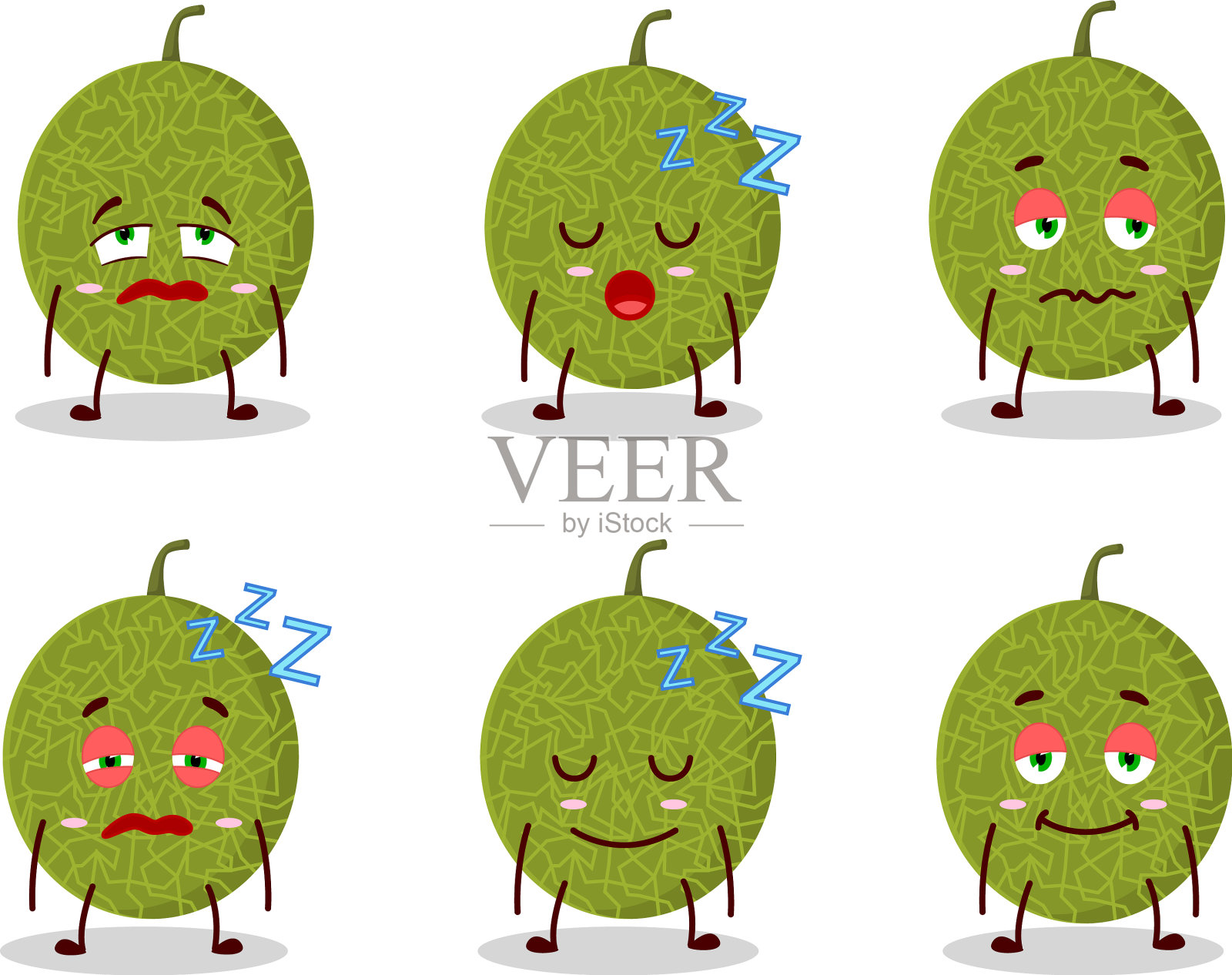 卡通人物，有睡意的表情插画图片素材