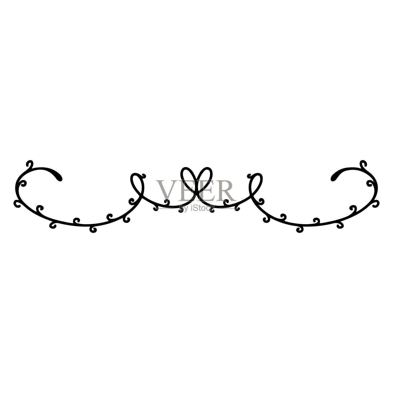 爱分频器。素描和涂鸦的线条艺术分隔。浪漫的行向量设计元素图片