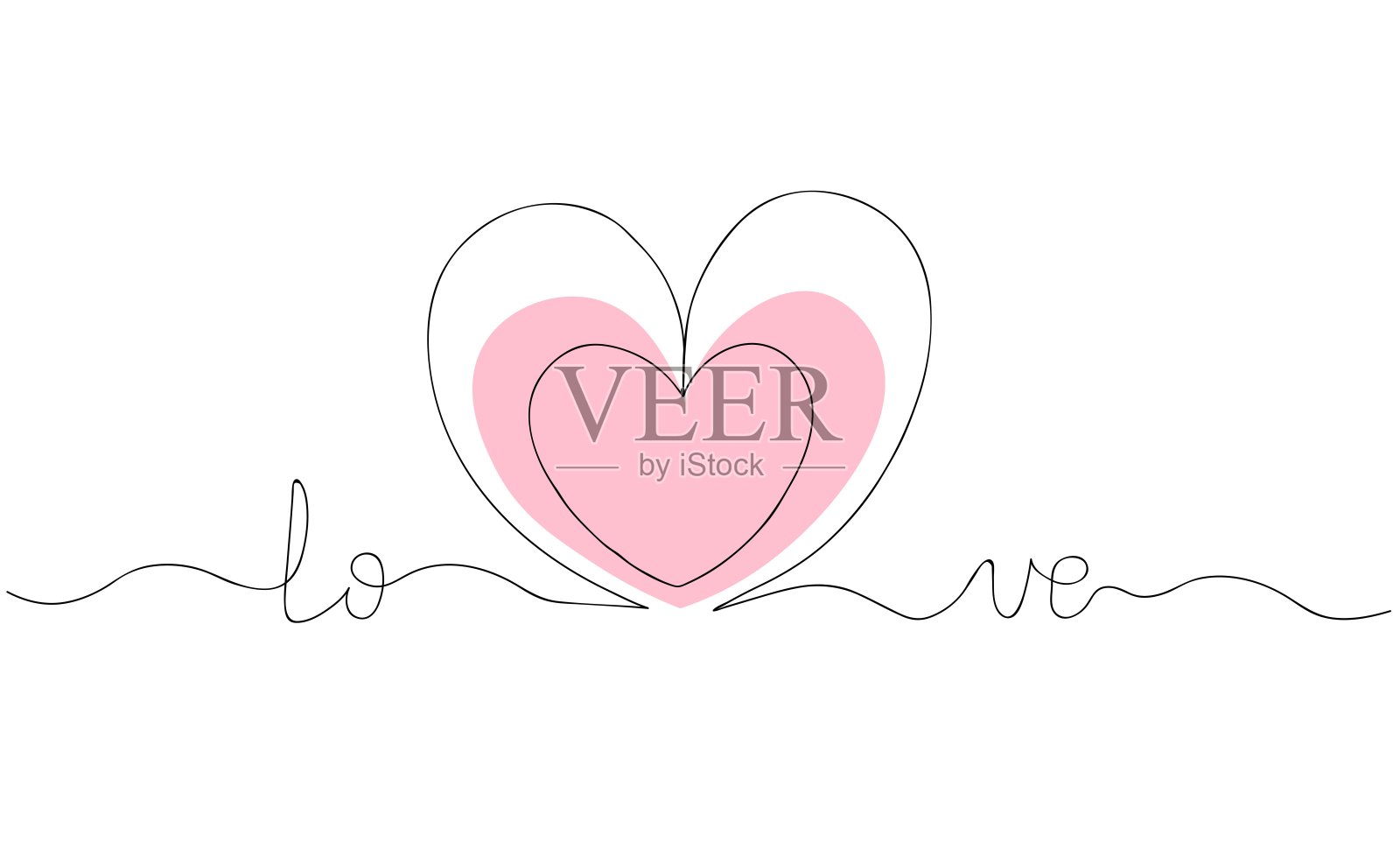 心形连续线条插画图片素材