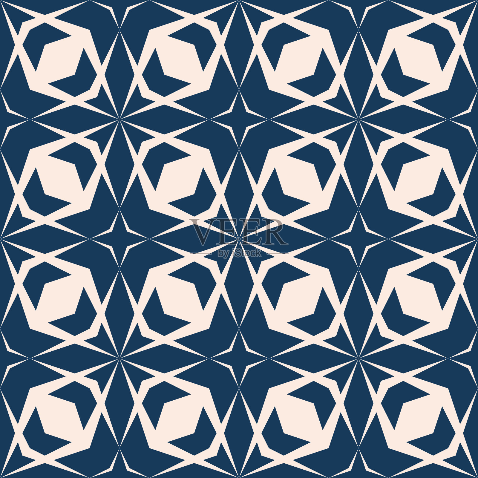 矢量几何无缝图案与菱形网格，点阵，网。深蓝色插画图片素材