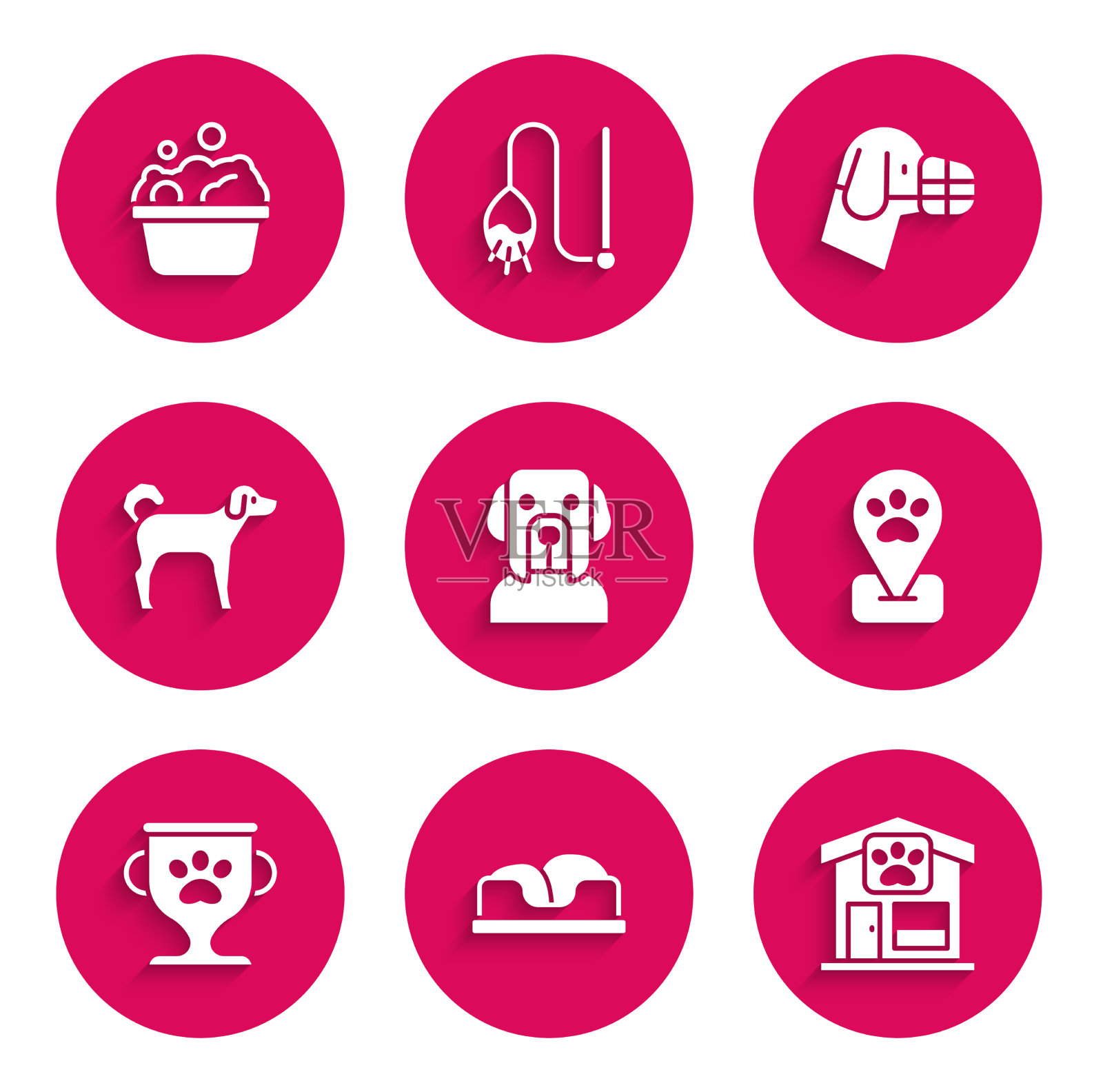 设置狗狗宠物床修饰地点宠物奖图标素材