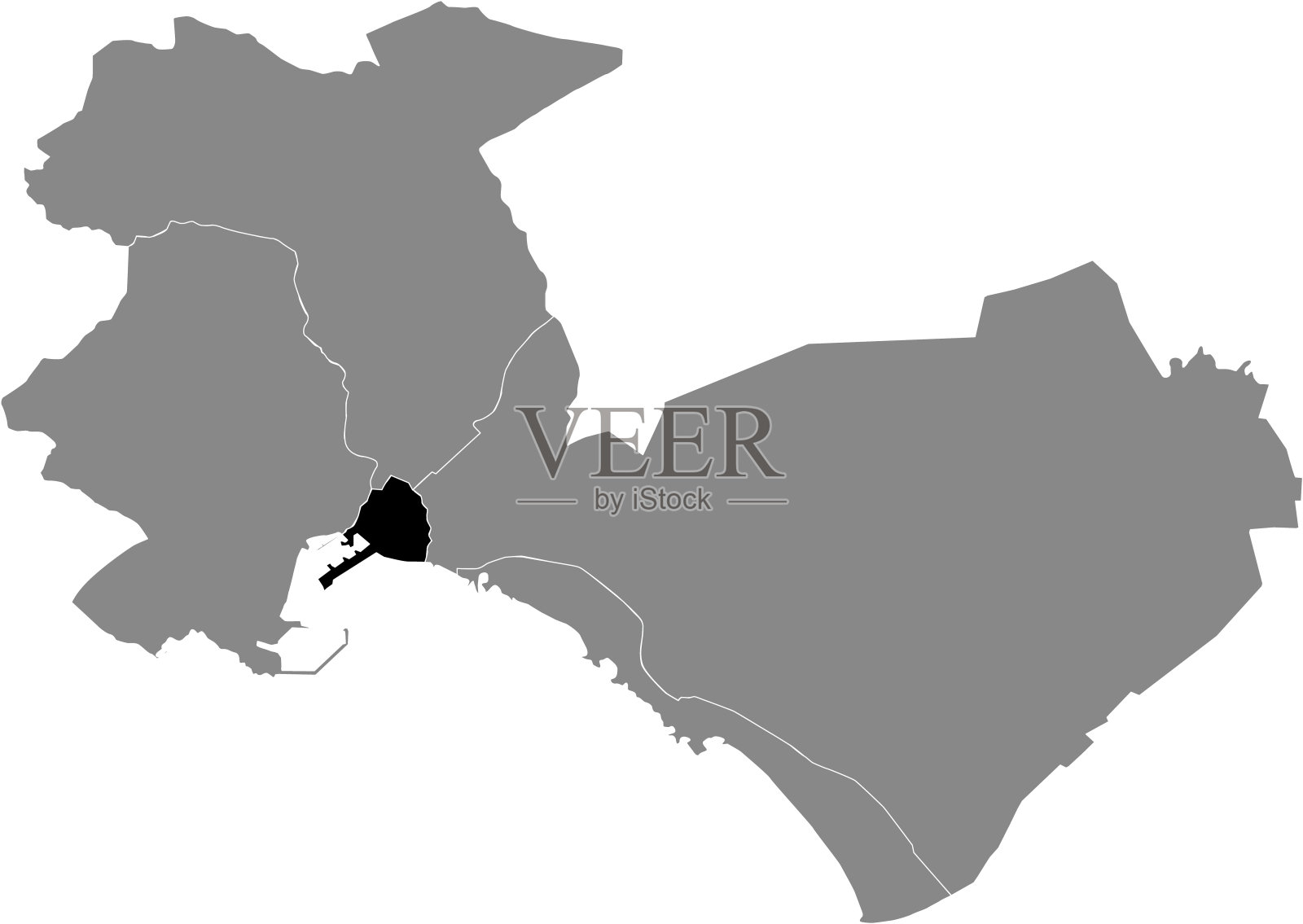 西班牙帕尔马市Distrito Centro(中心)区的位置地图插画图片素材