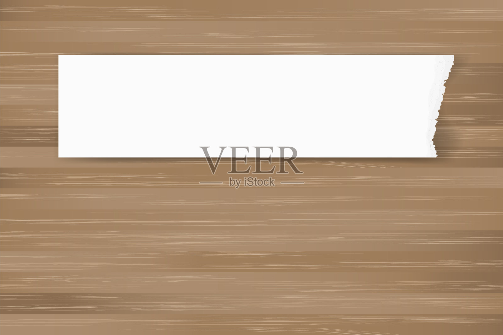 棕色木材纹理的撕裂纸背景。撕掉的纸边有复制空间。插画图片素材