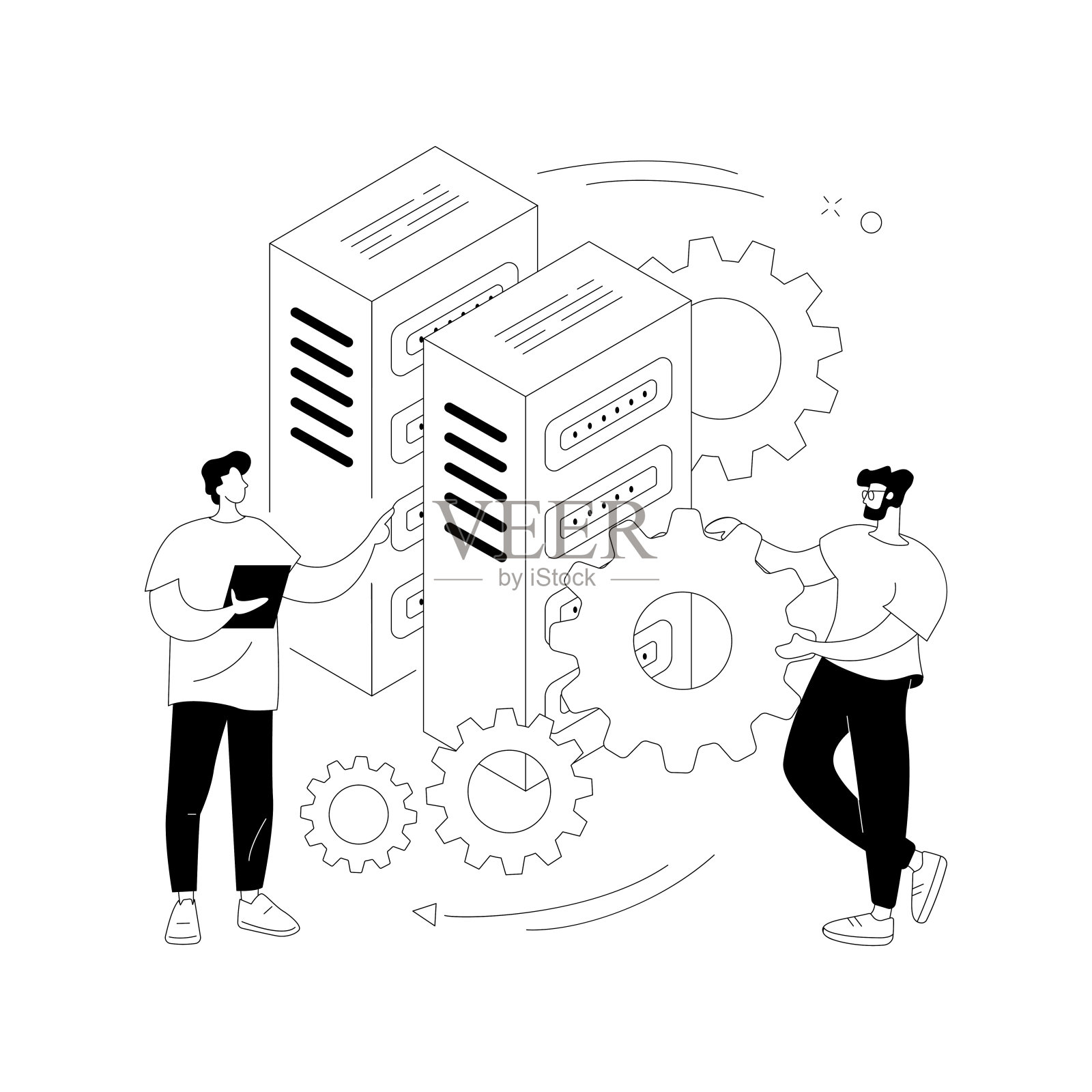 大数据工作抽象概念矢量插图。插画图片素材