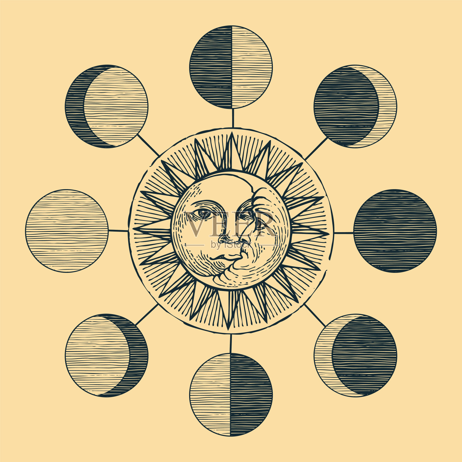 手绘复古太空主题banner插画图片素材