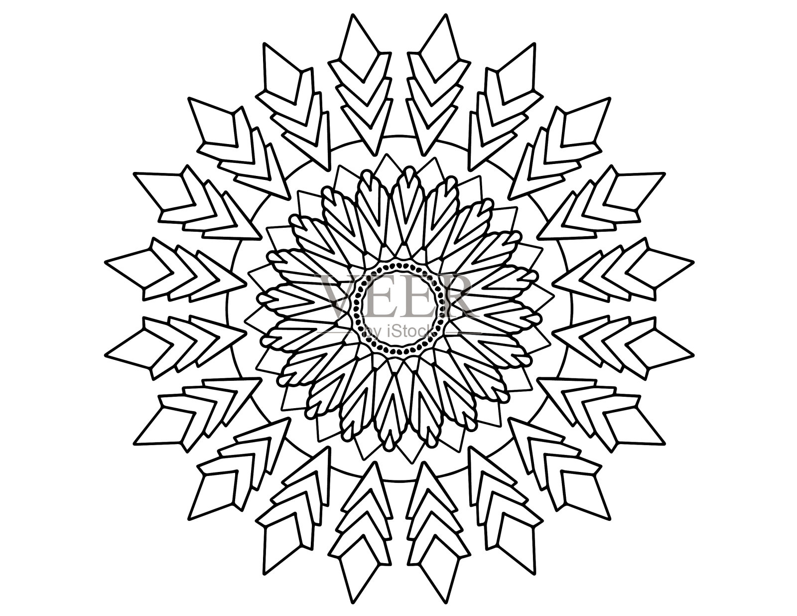 曼荼罗为黑白设计插画图片素材