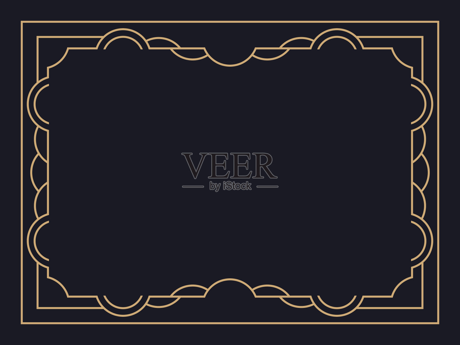 装饰艺术框架复古线性边框设计插画图片素材