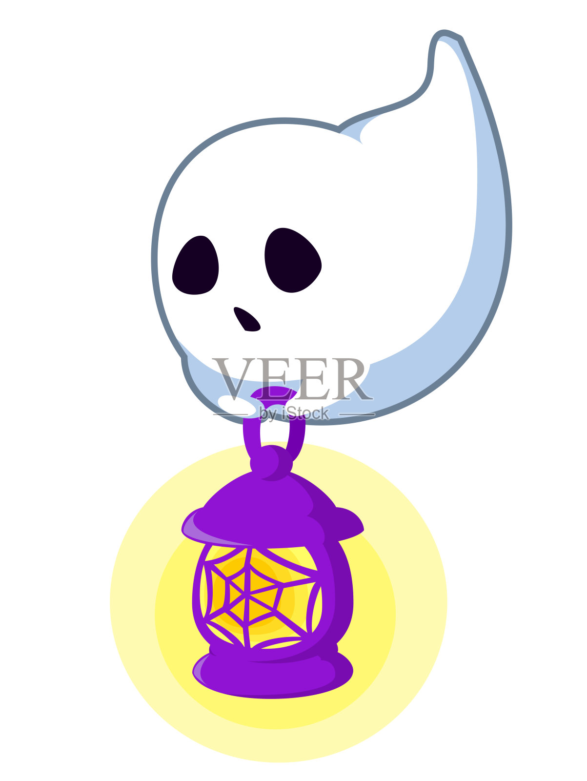 鬼与灯，万圣节材料图标。矢量图插画图片素材