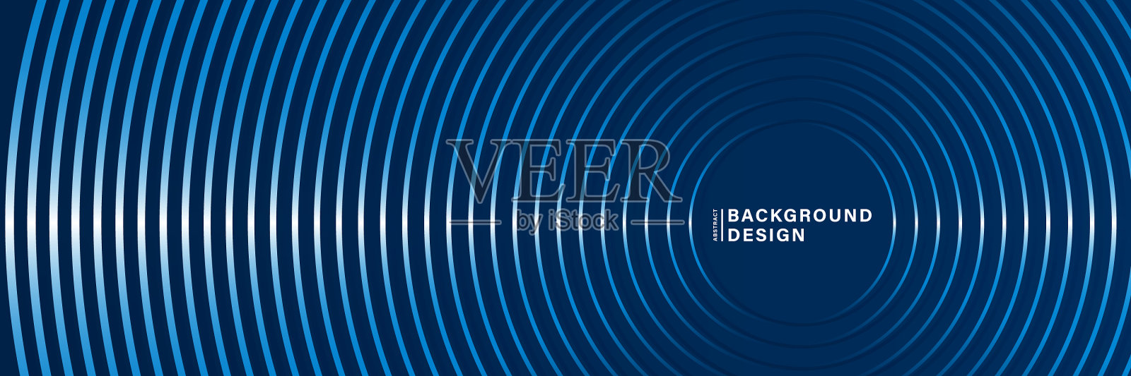 抽象发光的霓虹灯圈线在深蓝色设计模板素材