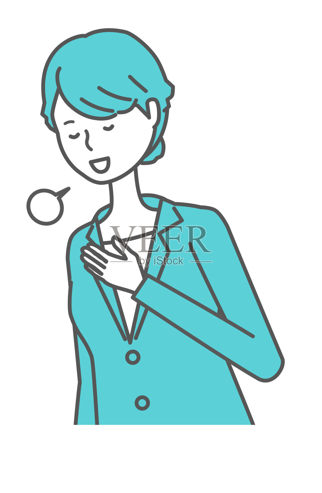 (松了一口气，抚摸着胸口)穿西装的女人插画图片素材