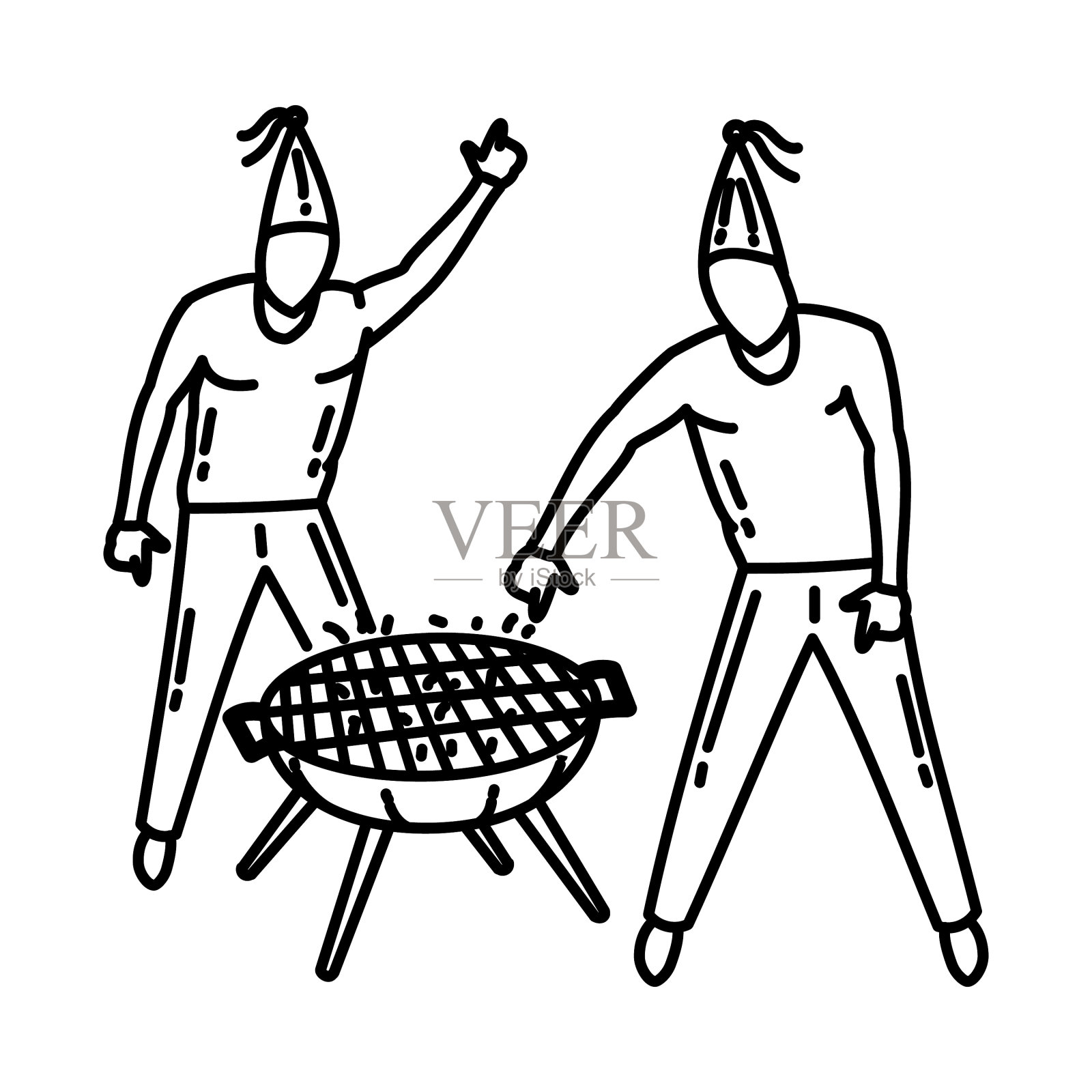 户外派对图标涂鸦手绘或轮廓设计元素图片