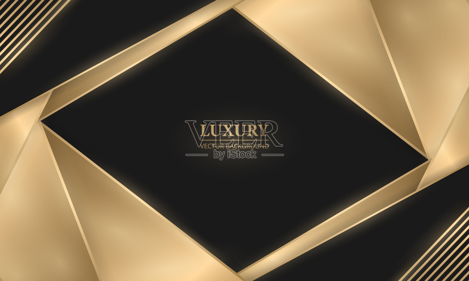 抽象黑色和金色的形状和线条豪华的背景。插画图片素材