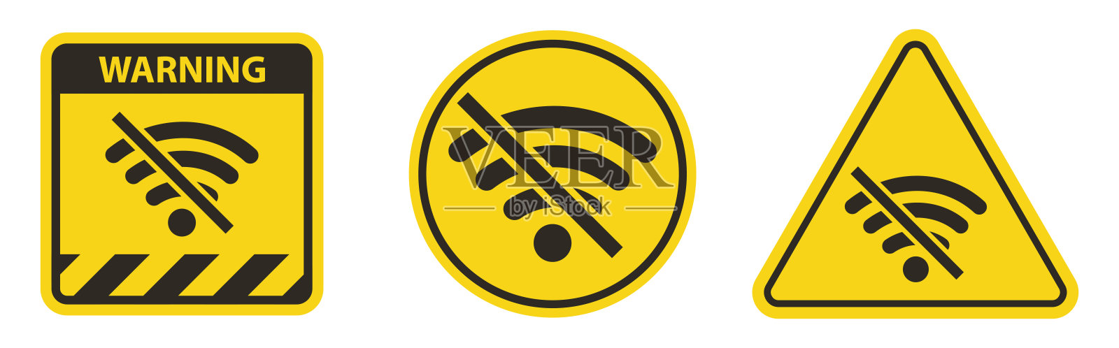 无Wifi区域唱歌隔离在白色背景，矢量插图插画图片素材