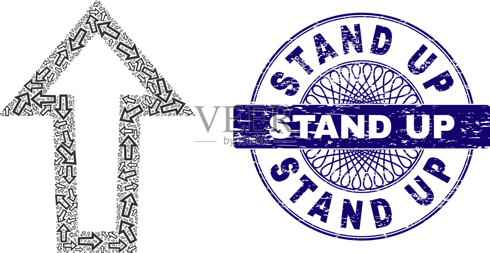 箭头向上的分形拼贴箭头向上的图标和插画图片素材