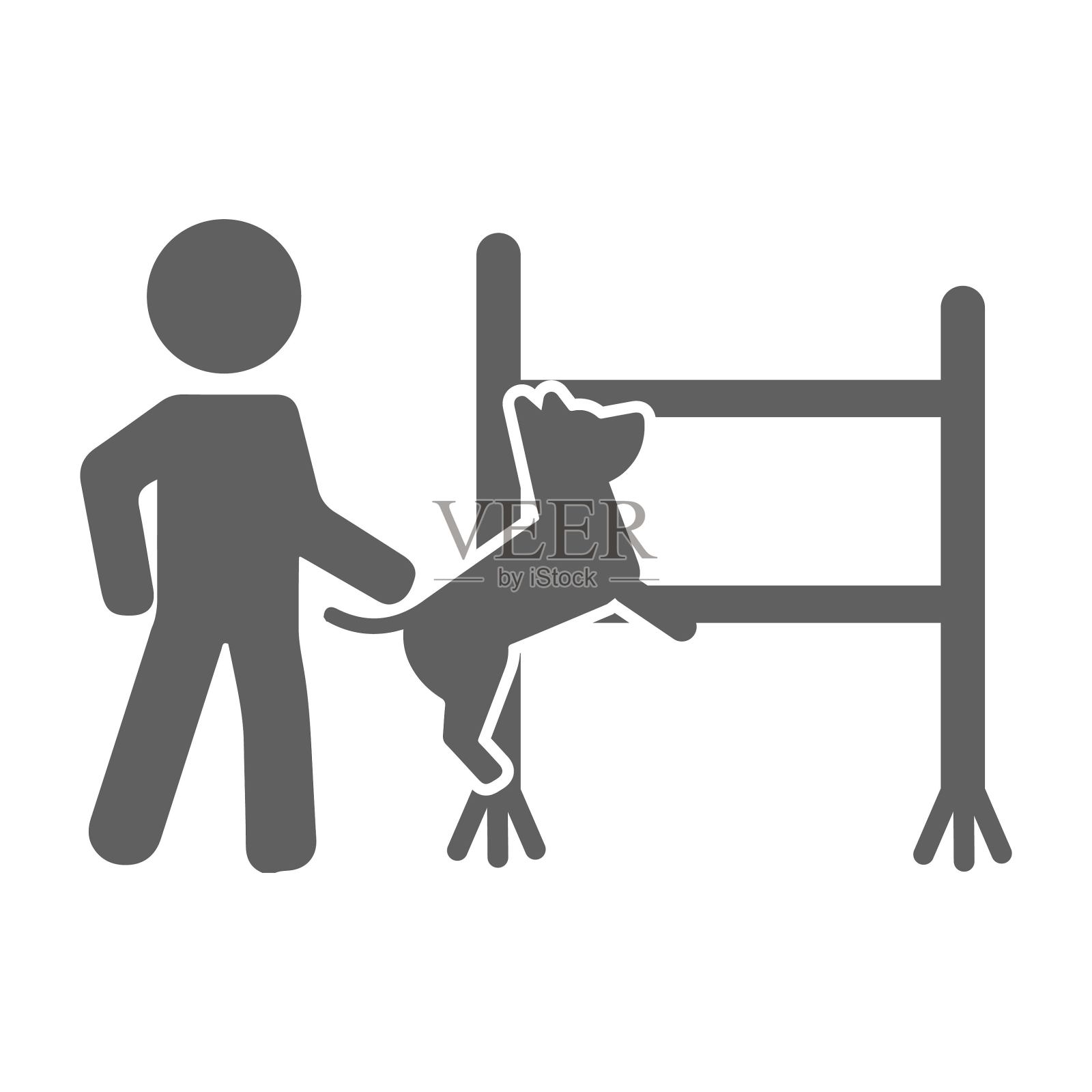 狗训练师，狗训练，服从训练，宠物教练，宠物训练图标插画图片素材