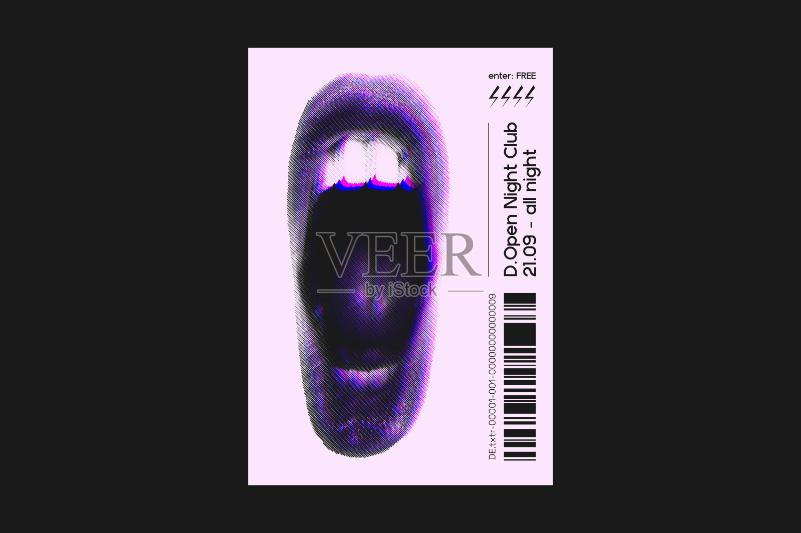 矢量半色调女性尖叫的嘴。张开嘴。设计模板素材