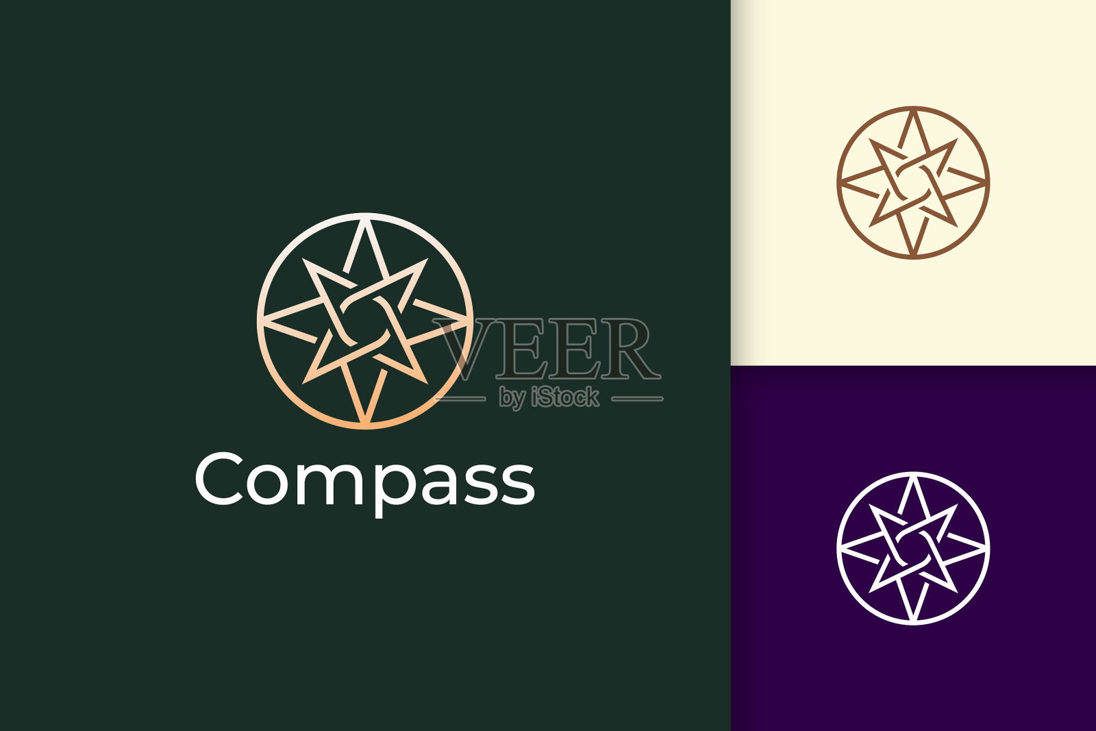 罗盘标志在现代和豪华风格与黄金插画图片素材