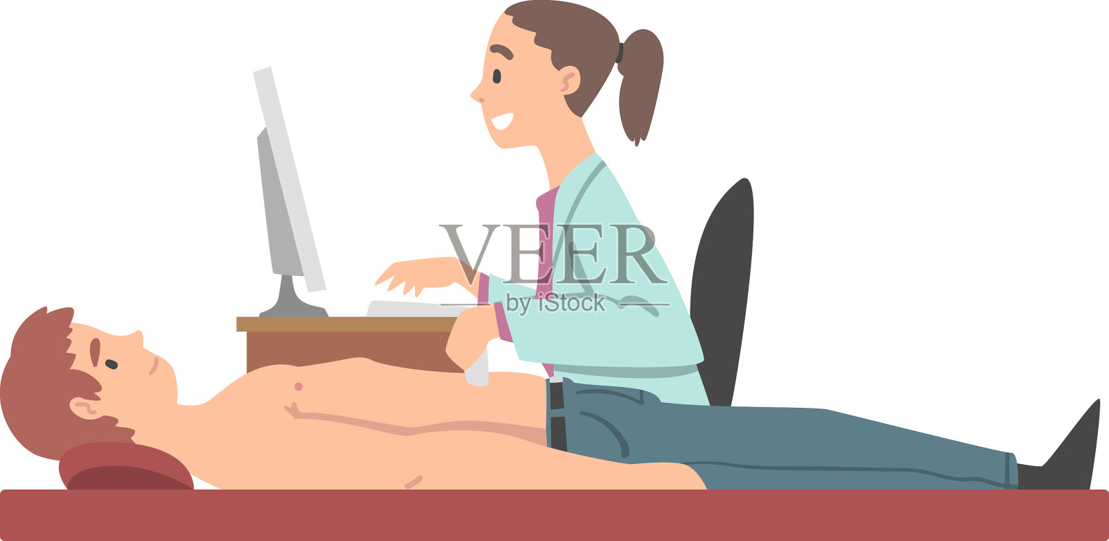 由身穿白大褂的女医生进行体检设计元素图片