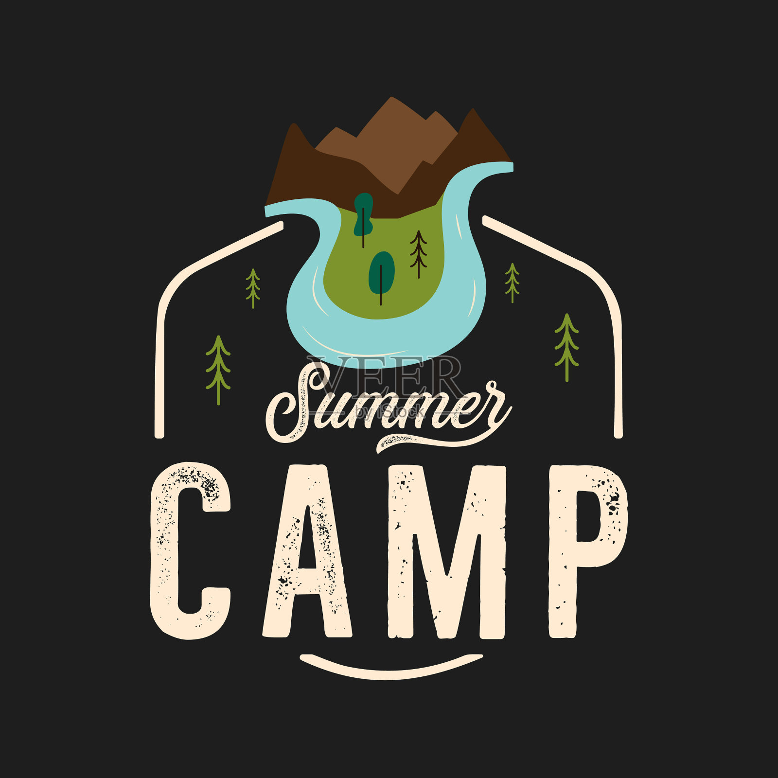 夏令营T恤设计插画图片素材