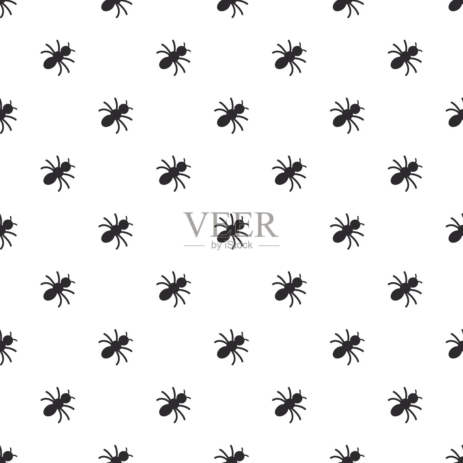 无缝模式与涂鸦甲虫在白色插画图片素材