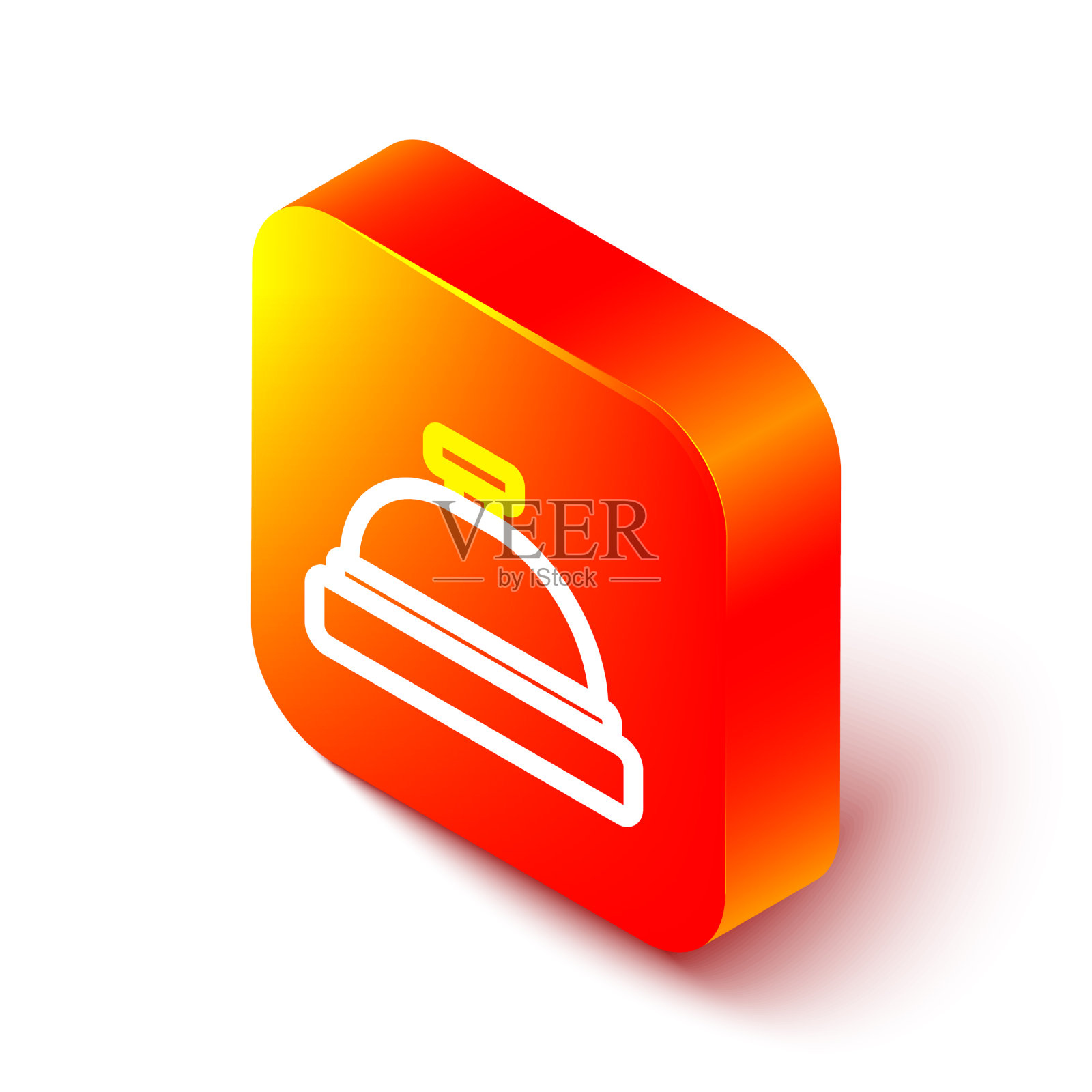 等距线酒店服务钟图标孤立上图标素材