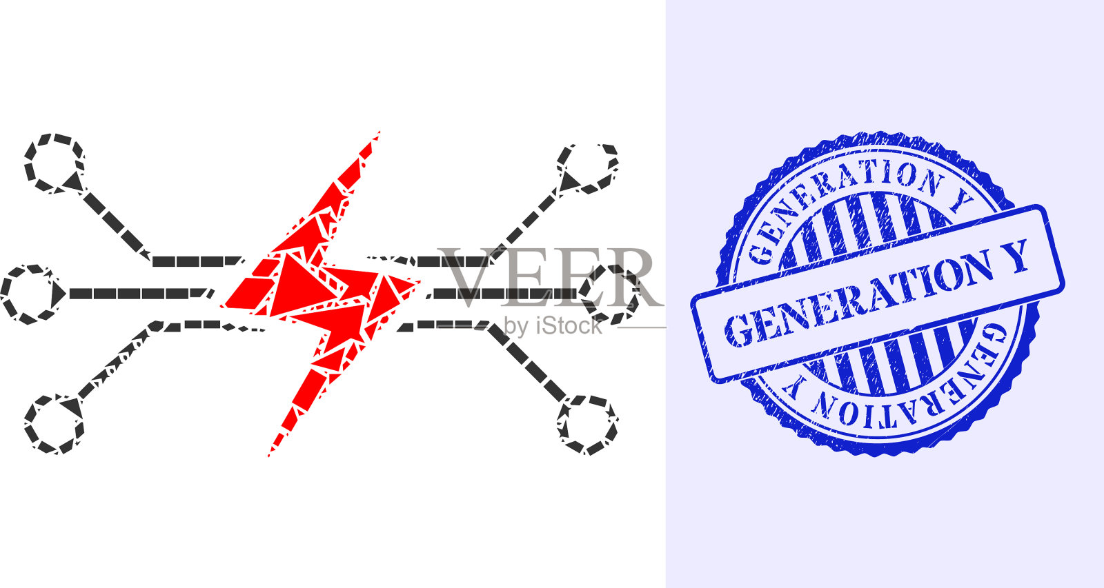 分数马赛克能量电路图标插画图片素材