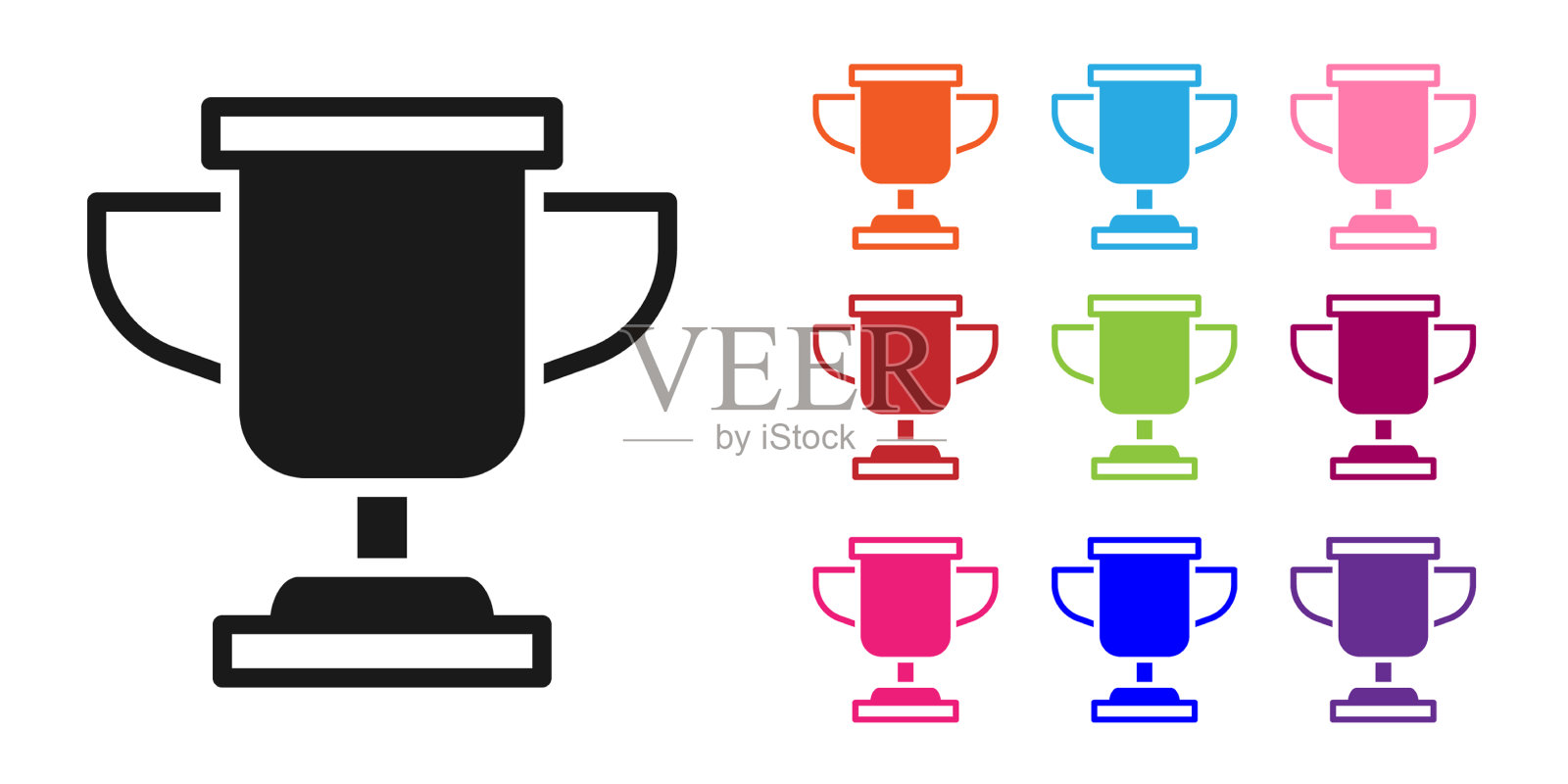 黑色奖杯图标孤立在白色背景上图标素材