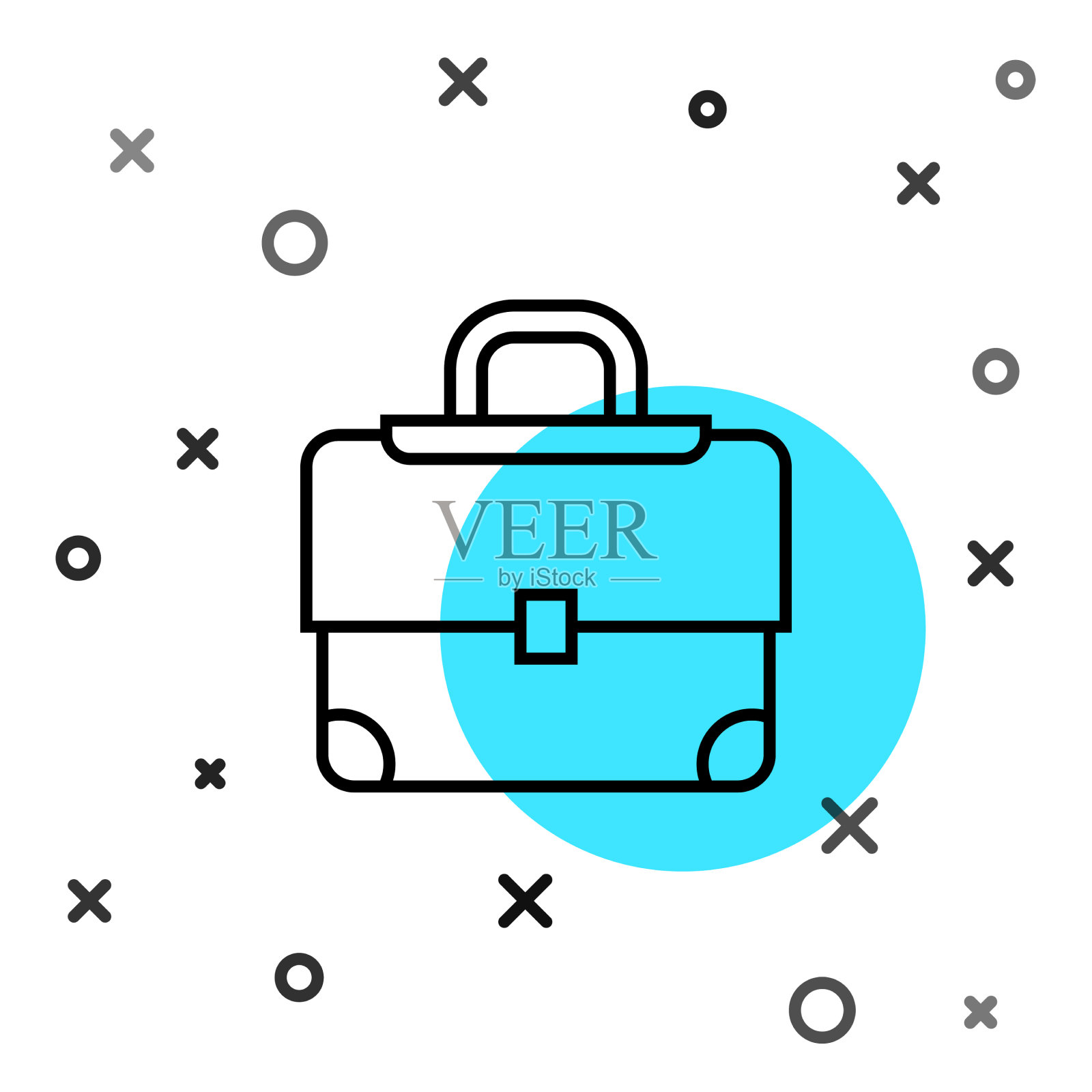 黑线公文包图标隔离在白色上插画图片素材