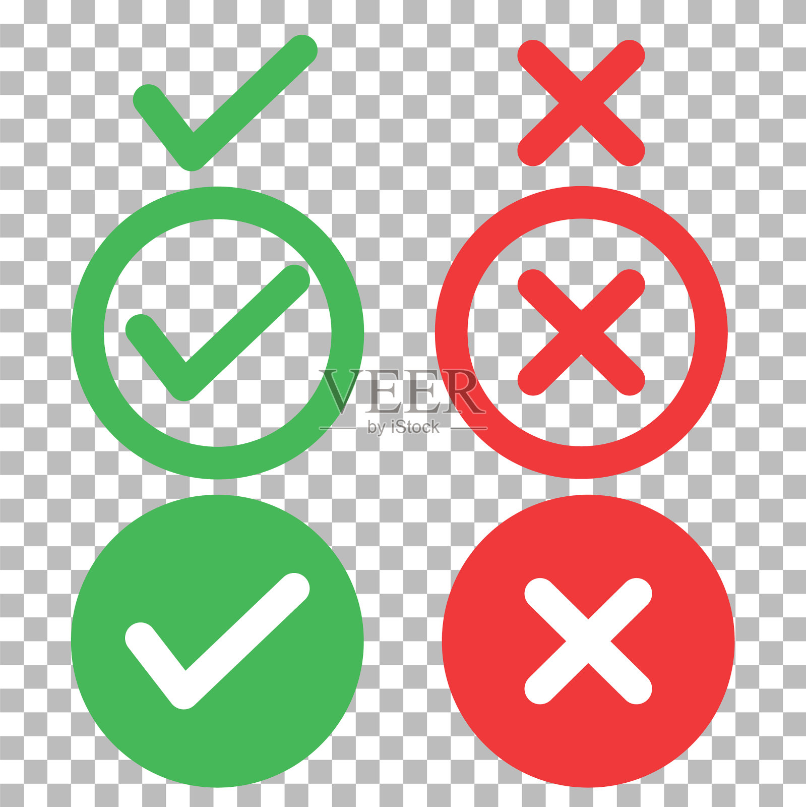 一组复选标记图标上的透明图标素材