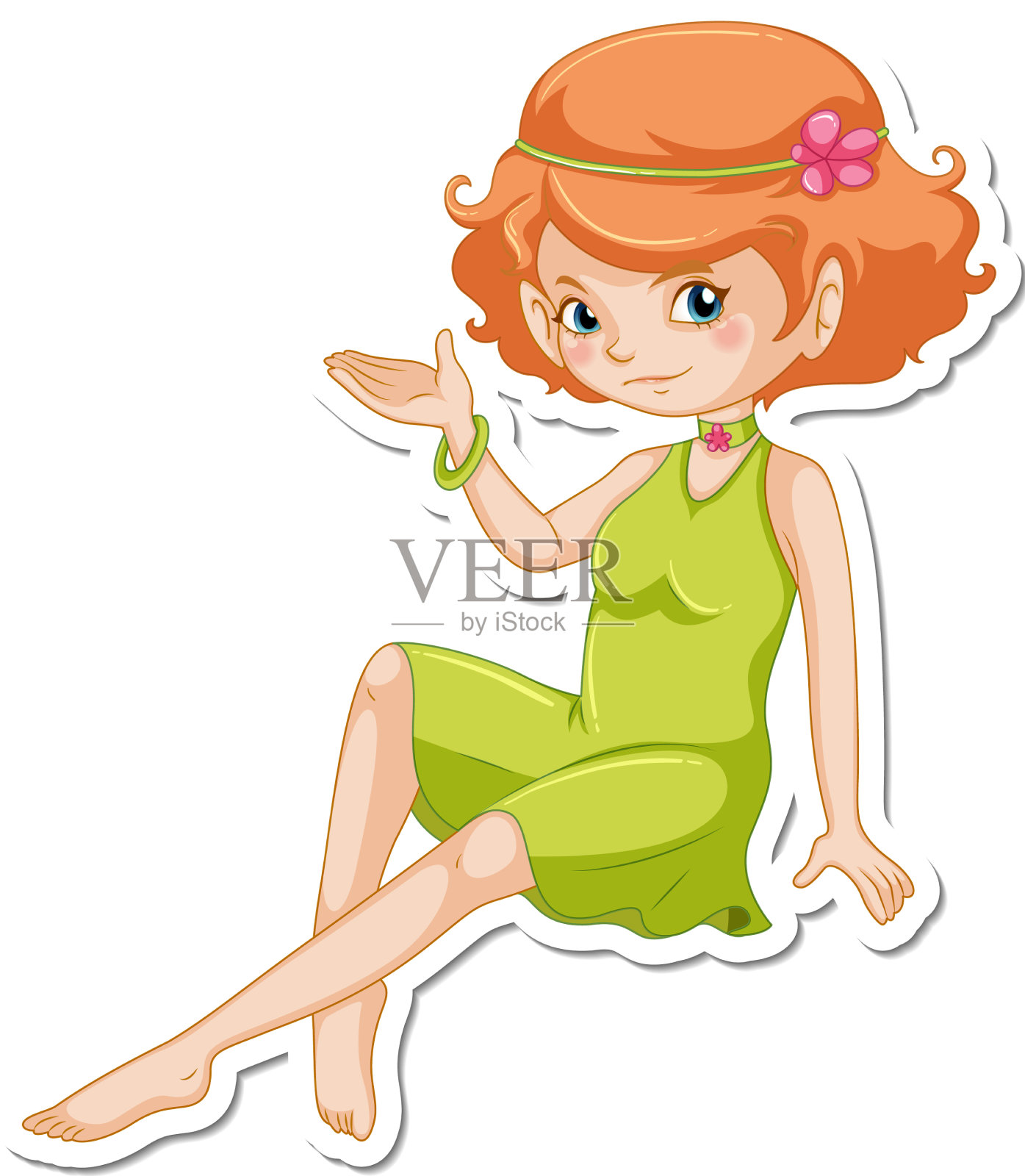 小天使卡通人物贴纸设计元素图片