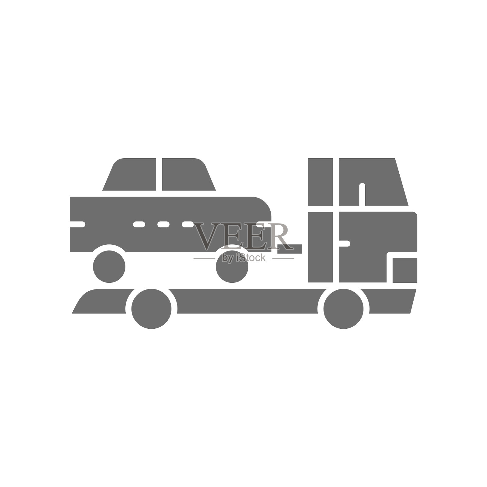 拖车车疏散灰色图标孤立上图标素材