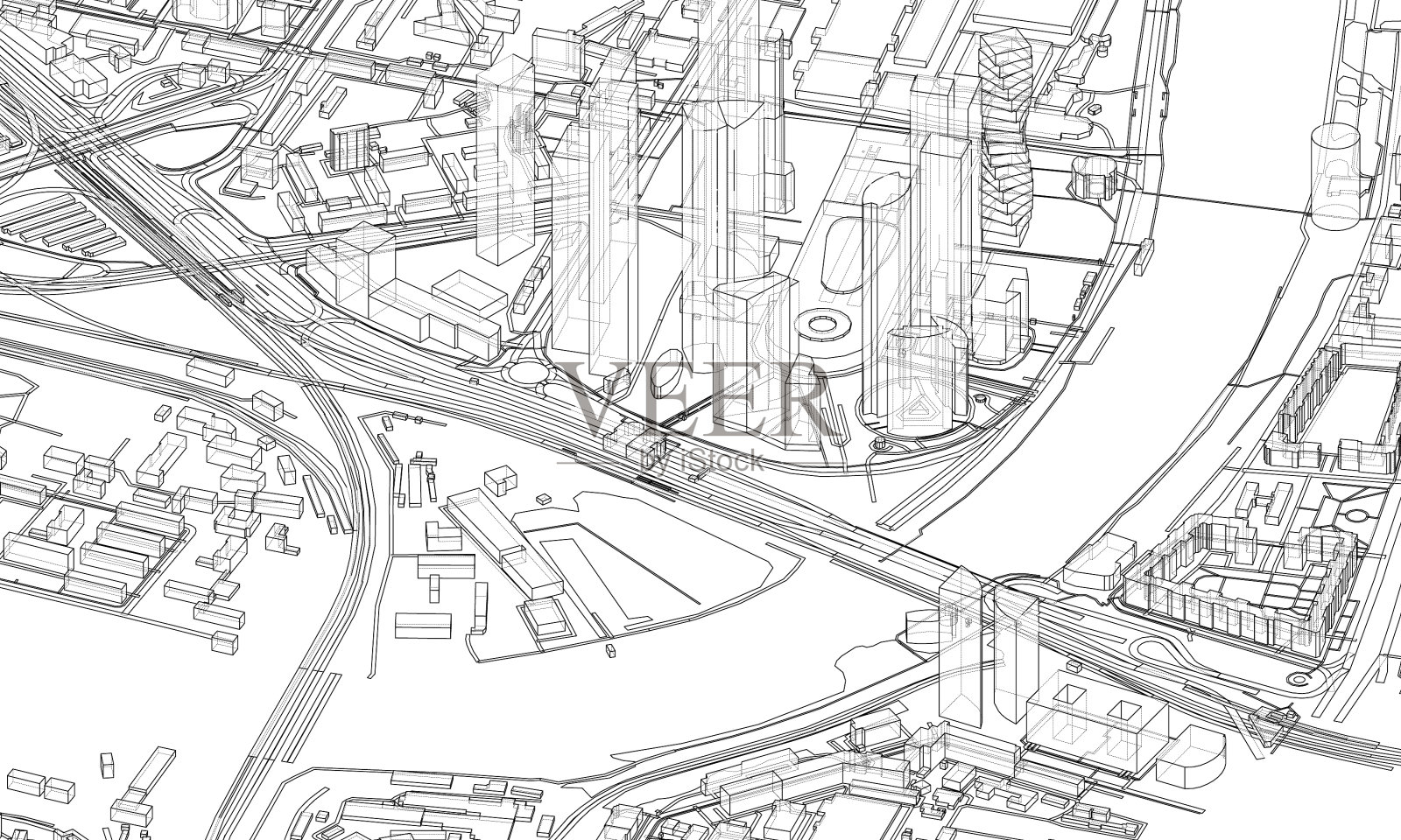 城市现代景观插画图片素材