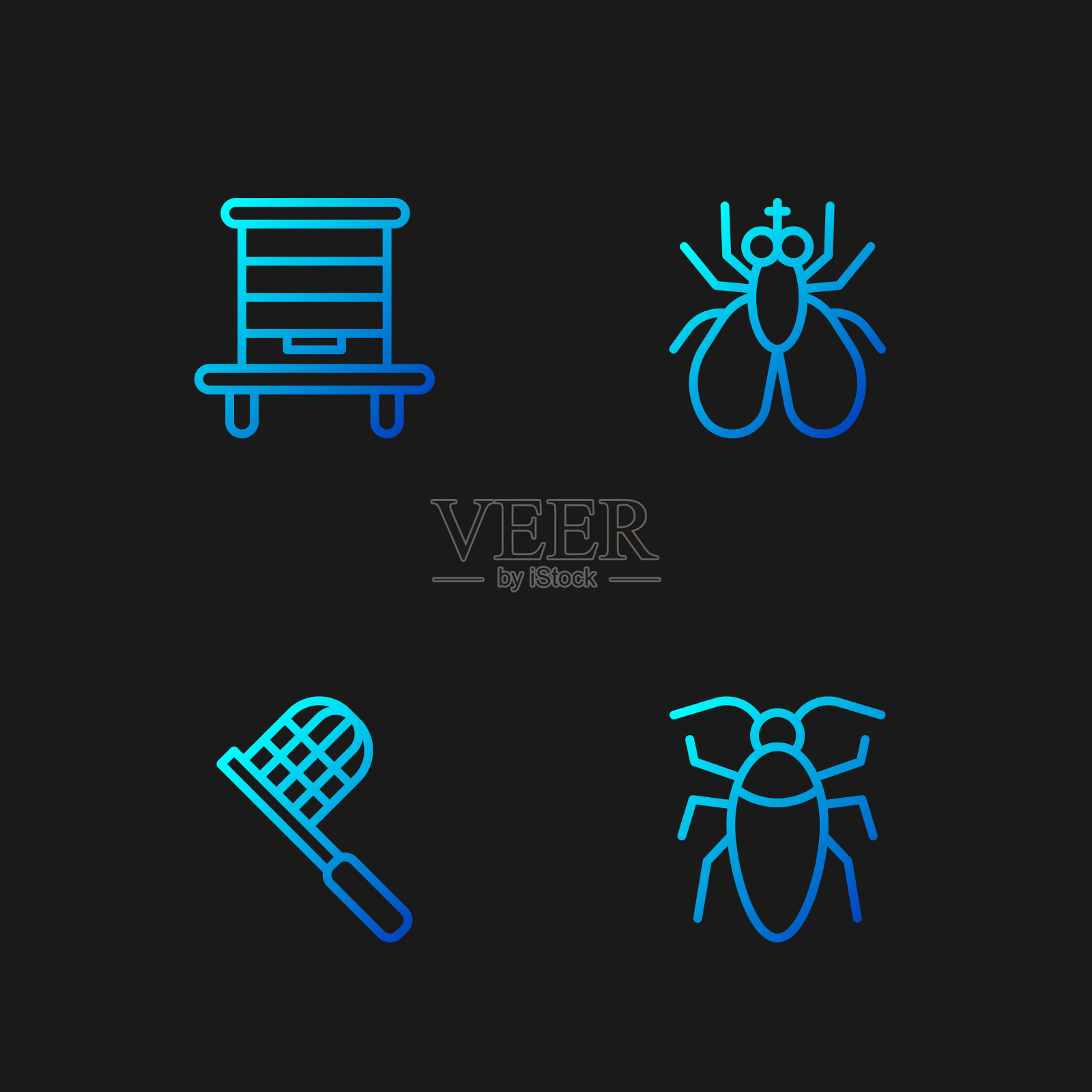 设线蟑螂蝴蝶网蜂箱为蜂图标素材