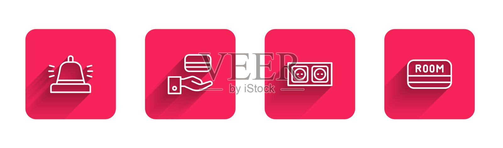 设置线路酒店服务门铃数字门锁图标素材